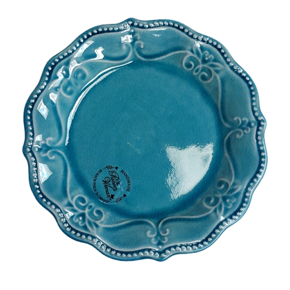 Charming Scalloped Salad Plates Inspired by Pioneer Woman's Denim Blue Design - Picture 2 of 4
